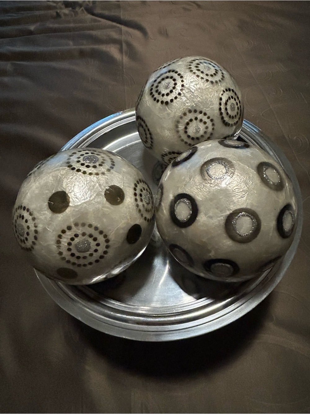 Threshold Silver Pedestal Bowl with Decorative Gray Accent Spheres - Picture 2 of 6